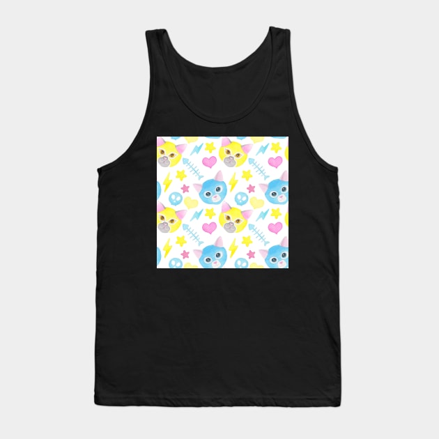 Watercolor cat pattern, funny luchadores Tank Top by runlenarun